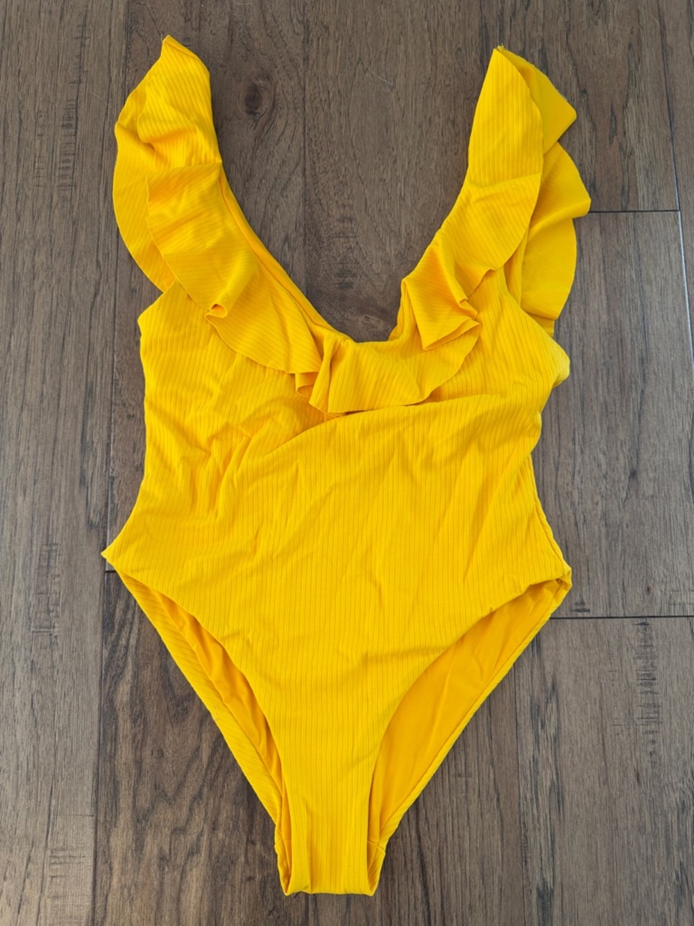 Eberjey Pique Loreta One Piece Swimsuit Golden Yellow Sunflower Ruched Cutout